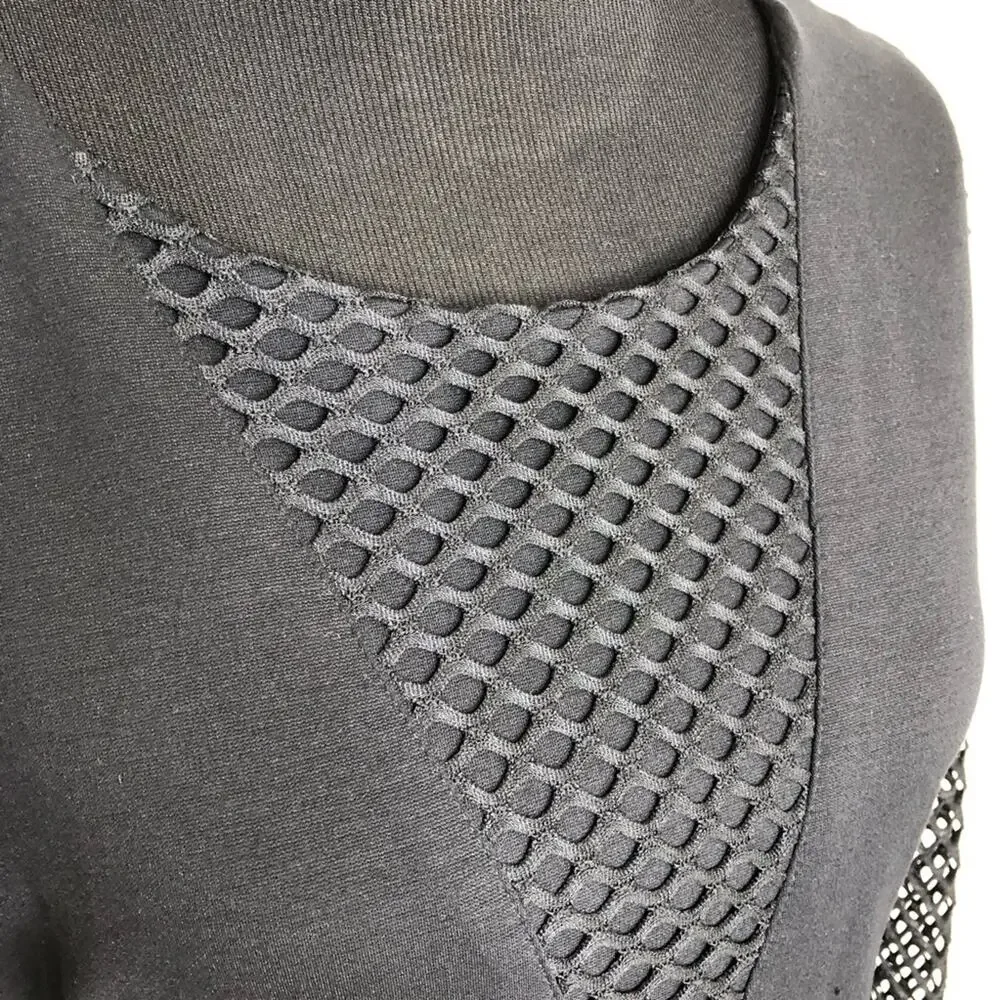 Betsey Johnson black long mesh sleeve sheath dress size 12